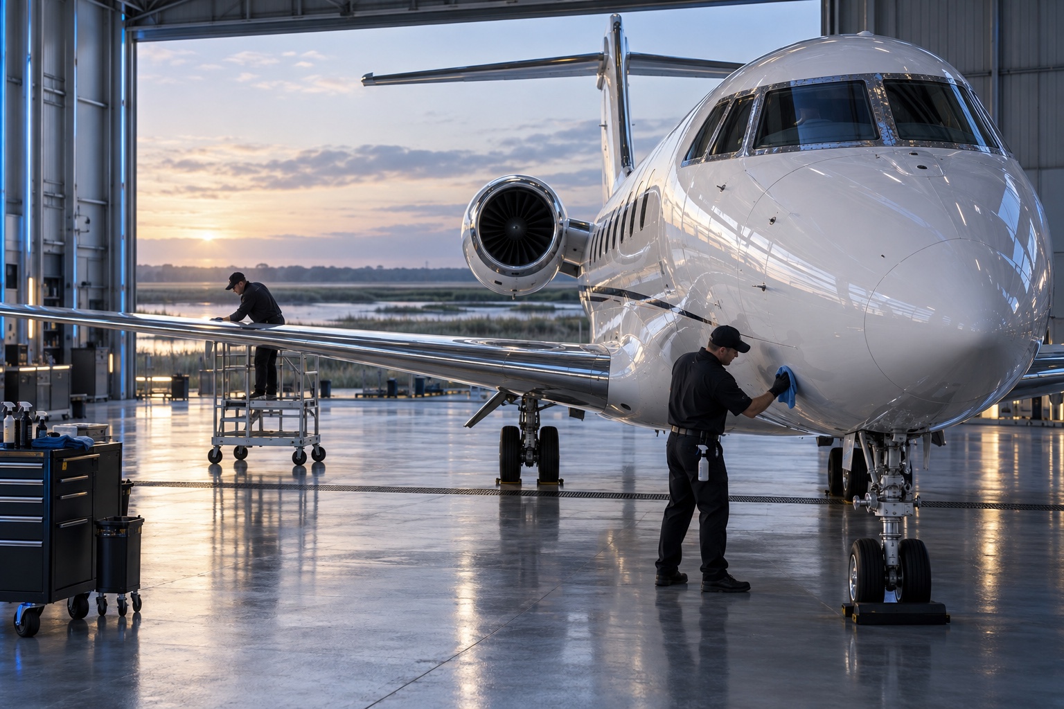 Editorial view representing aircraft detailing
